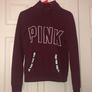 PINK quarter zip sweatshirt (no hood)